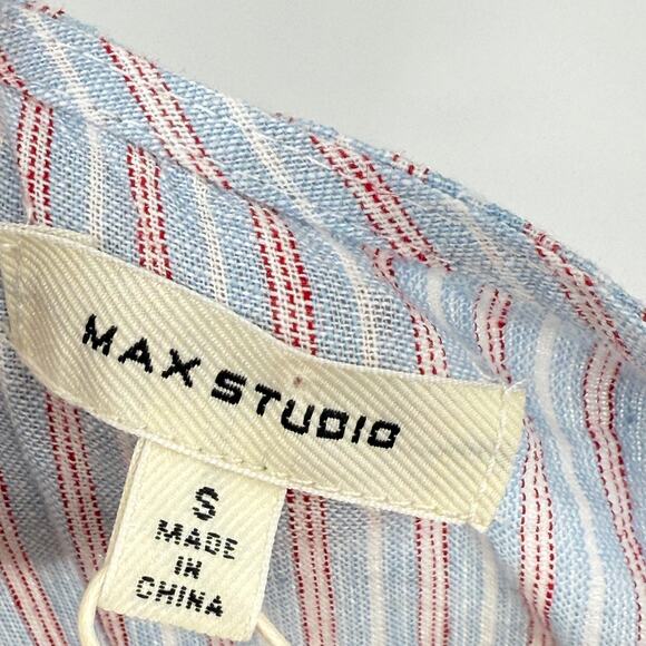 Max Studio Womens Linen Cotton Shirt Dres Blue Stripe Size Small NWT - Picture 9 of 10